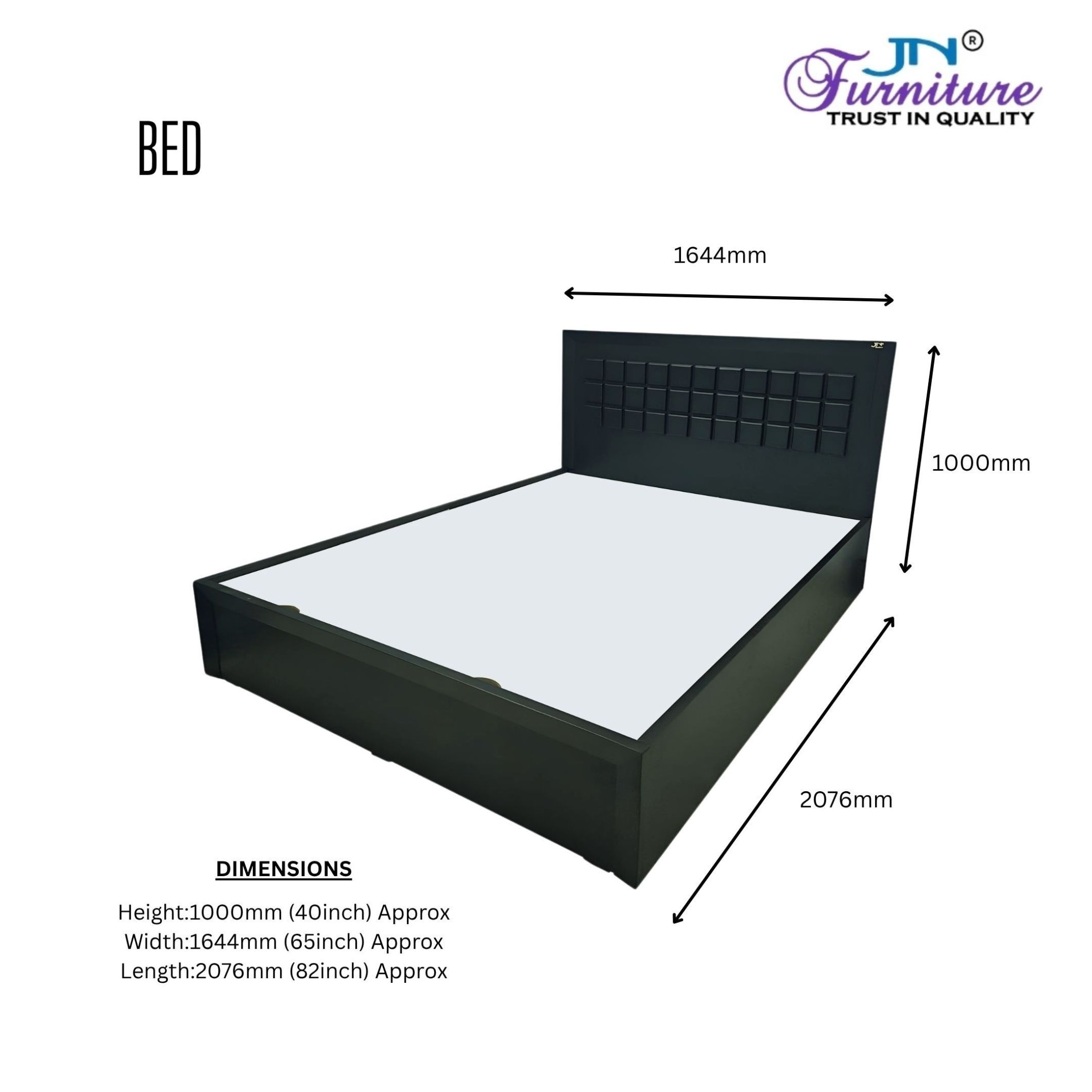BED (1) King Size Bed HDMR with Hydraulic Storage Walnut - JN Furniture bed in Jaigaon