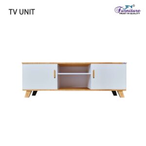 Esme TV Unit with Door and Shelve Rubberwood and MDF White Walnut