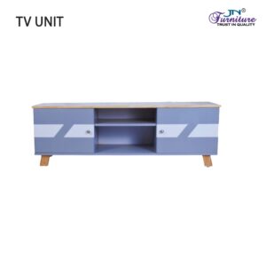 Davina TV Unit with Door and Shelve Rubberwood and MDF Grey White and Natural