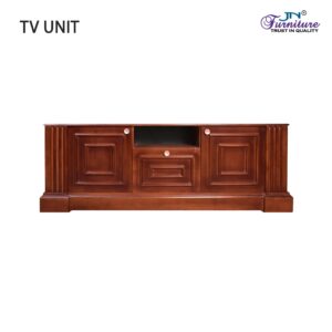 Riona TV Unit with Drawer and Door Storage Rubberwood Walnut