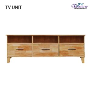 Zenya TV Unit Drawer Storage Rubberwood Natural