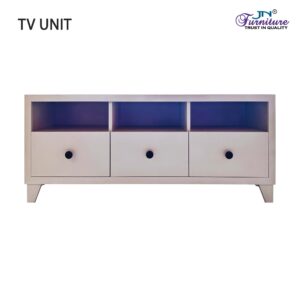 Halo TV Unit Shelve and Drawer Storage MDF White