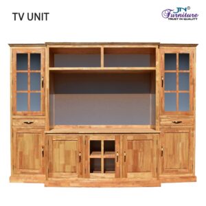 Reeva TV Unit with Door Storage Rubberwood Natural
