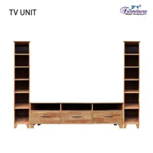 Elenique TV Unit with Side Storage Rack Rubberwood Natural