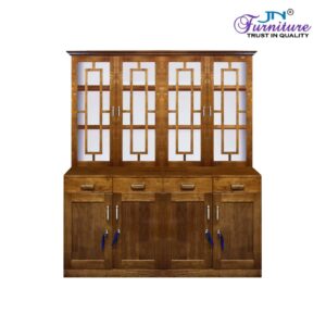 SHOWCASE/CROCKERY CABINET 4 DOOR 4 PART TEAK