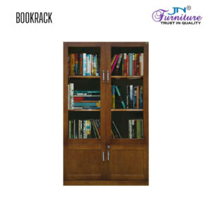 Haven 2 Door Glass Book Rack Rubberwood Walnut