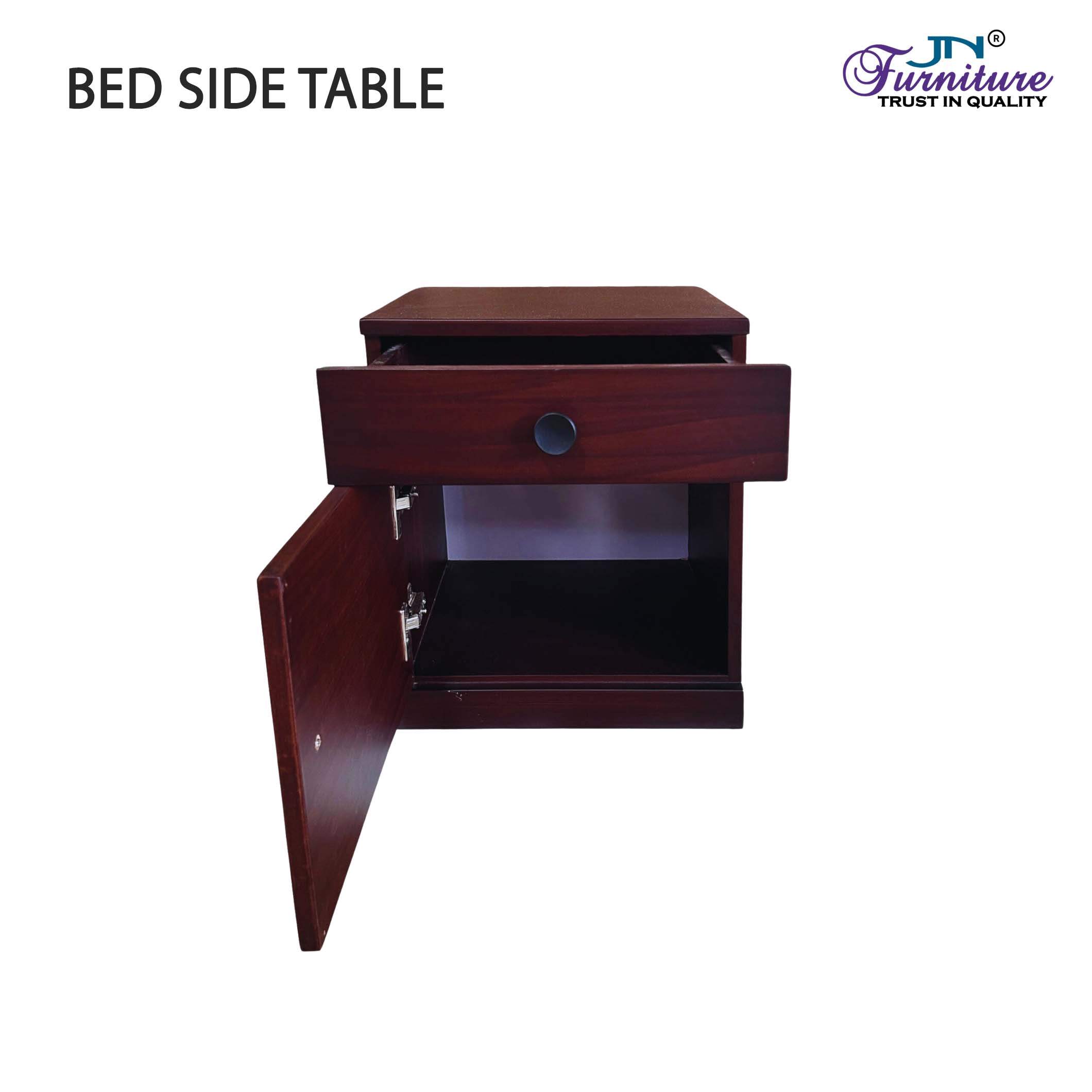 BST12 Deluna Bed Side Table MDF Walnut Stained - JN Furniture bedside table in Jaigaon