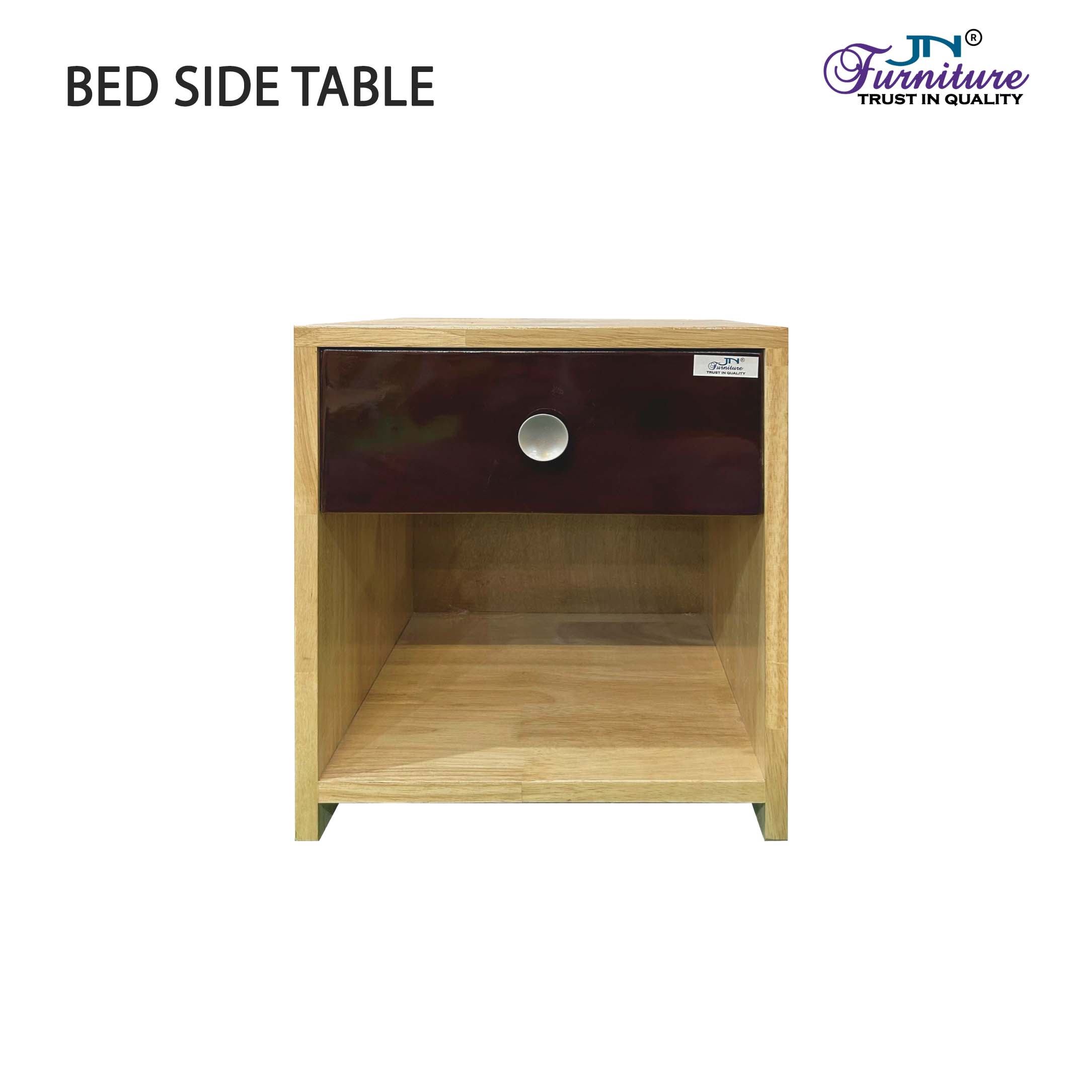 BST6 Quantum Bed Side Table Rubberwood Natural Walnut - JN Furniture bedside table in Jaigaon
