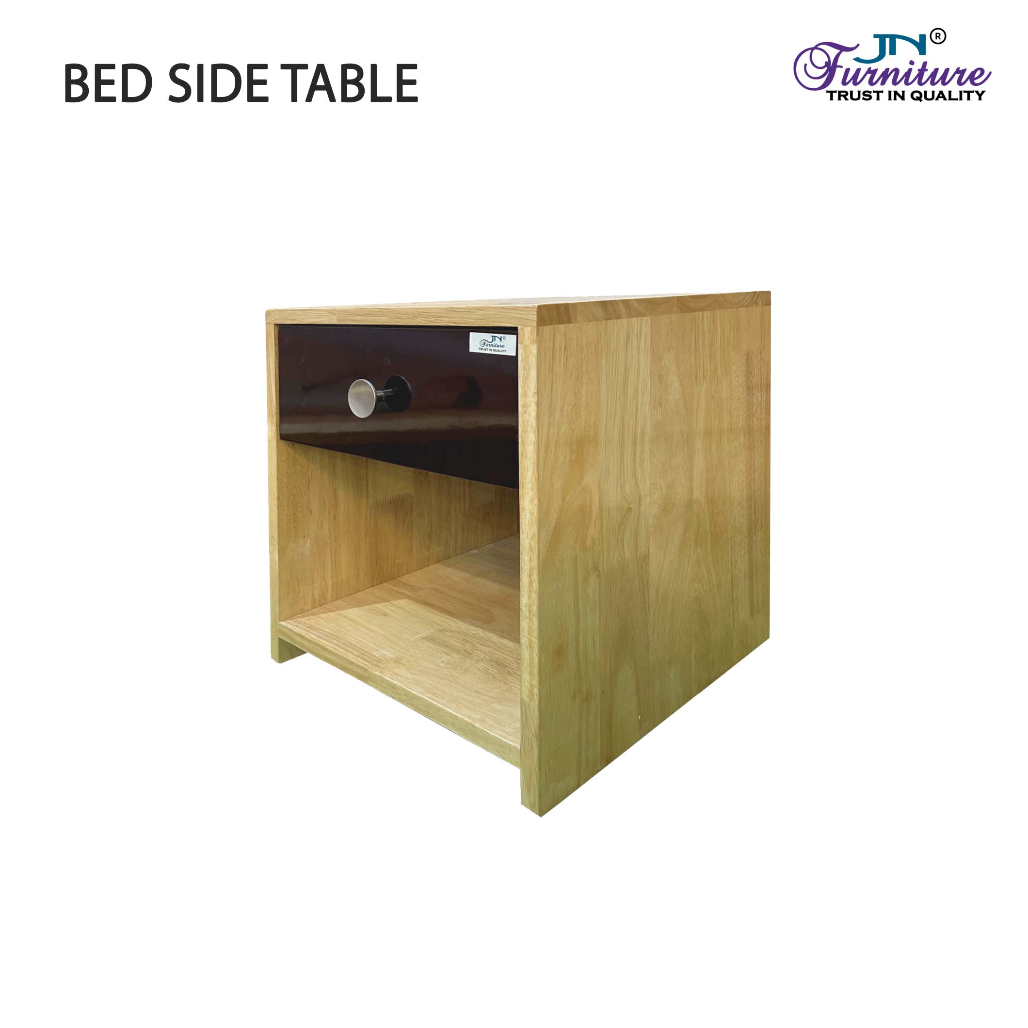 BST7 Quantum Bed Side Table Rubberwood Natural Walnut - JN Furniture bedside table in Jaigaon