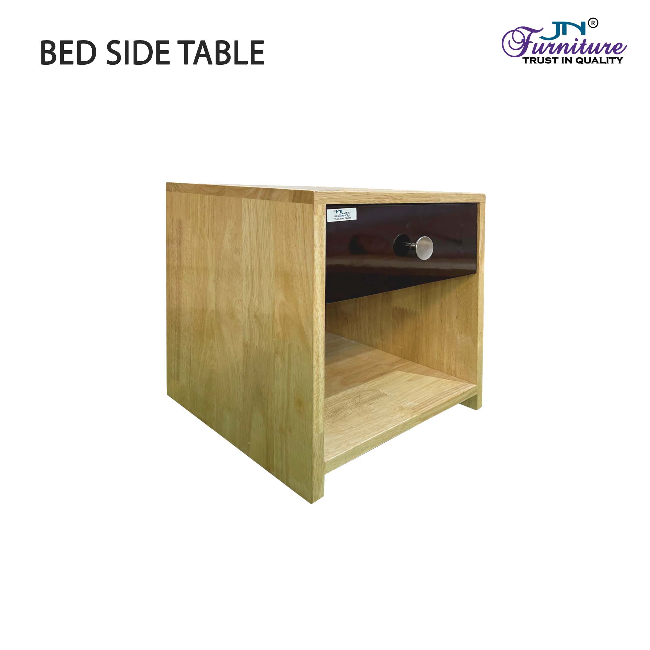 BST8 Quantum Bed Side Table Rubberwood Natural Walnut - JN Furniture bedside table in Jaigaon