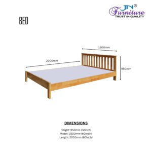 Flair Rubberwood Queen Size Low Bed Natural - JN Furniture bed in Jaigaon