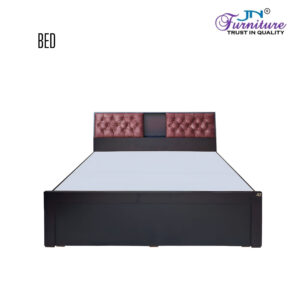 Glisten King Size Bed with Headrest Cushion with Drawer Storage HDMR Walnut