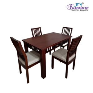 Calen 4 Seater Dining Table Set Rubberwood Walnut