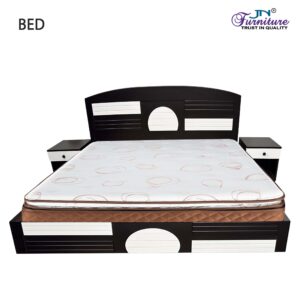 Ethere Queen Size Bed with Hydraulic Storage HDMR Walnut White