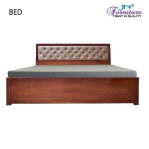 Lumina King Size Bed with Box Storage with Headrest Cushion Rubberwood Walnut