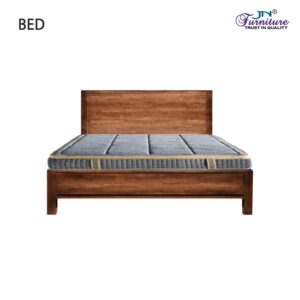 Zephyra Queen Size Bed with Headrest Rubberwood Walnut