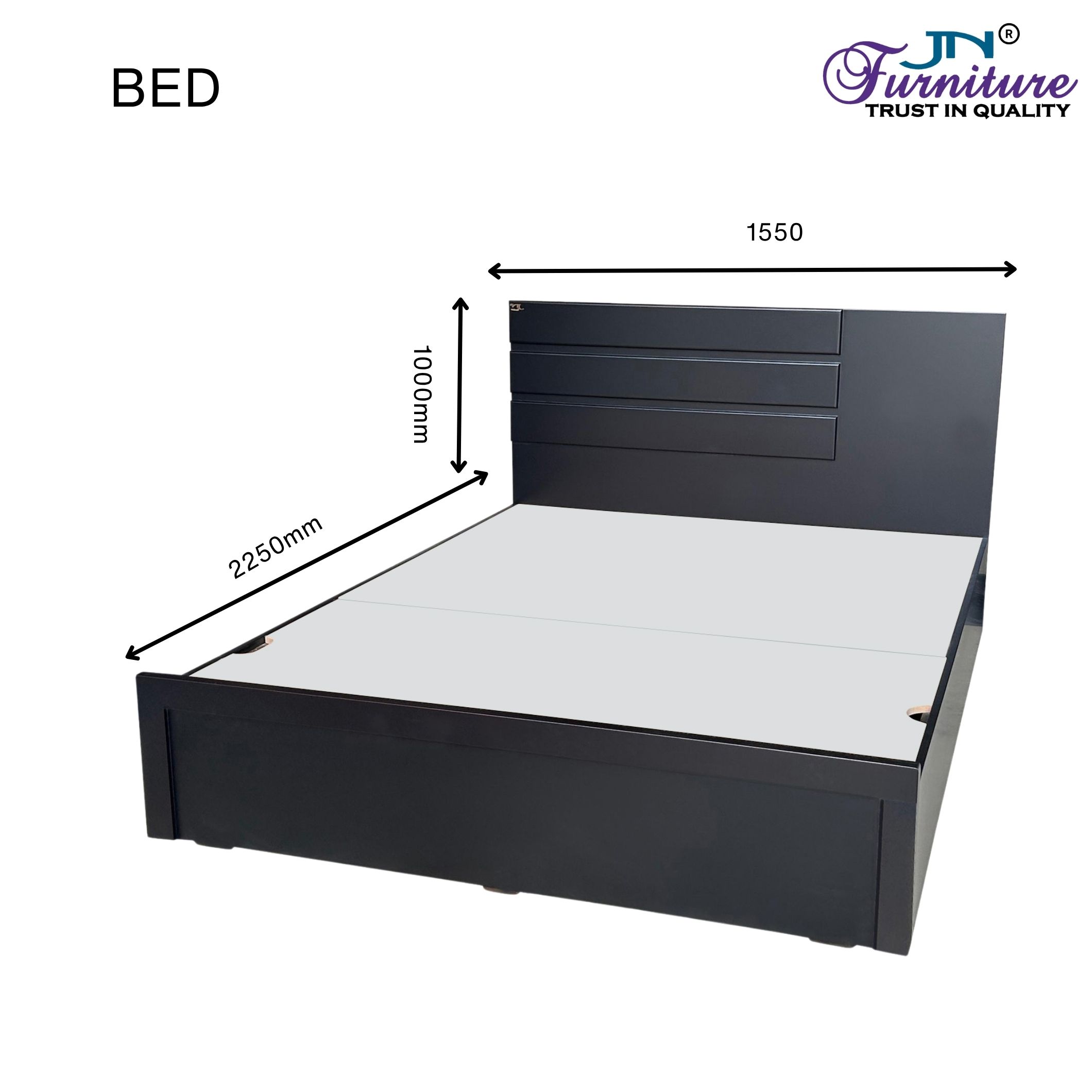 BED (10) Atria Queen Size Bed with Headrest & Box Storage HDMR Walnut - JN Furniture bed in Jaigaon