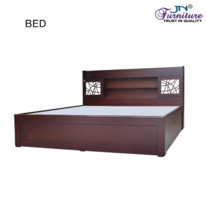 Liora Queen Size Box Bed Storage with Headrest Storage MDF Walnut Stained - JN Furniture bed in Jaigaon