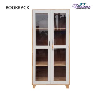 Charmis 2 Door Glass Book Rack White Natural