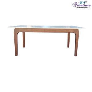 Bron 6 Seater Dining Table Teak Wood and HDMR White Walnut