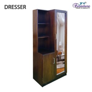 Prizma Dressing Mirror with Storage Rubberwood Walnut