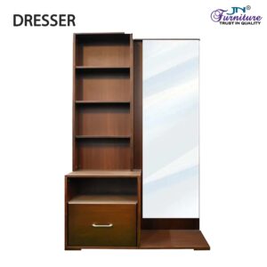 Gleamix Dressing Mirror with Storage MDF Walnut Stained