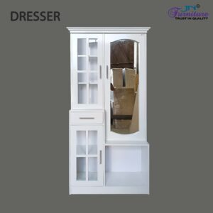 Vanyta Dressing Mirror with Storage and Stool MDF White