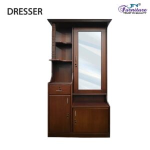 Modeen Dressing Mirror with Storage MDF Walnut Stained
