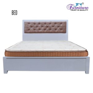 Evora King Size Box Bed Storage with Headrest Cushion Rubberwood White