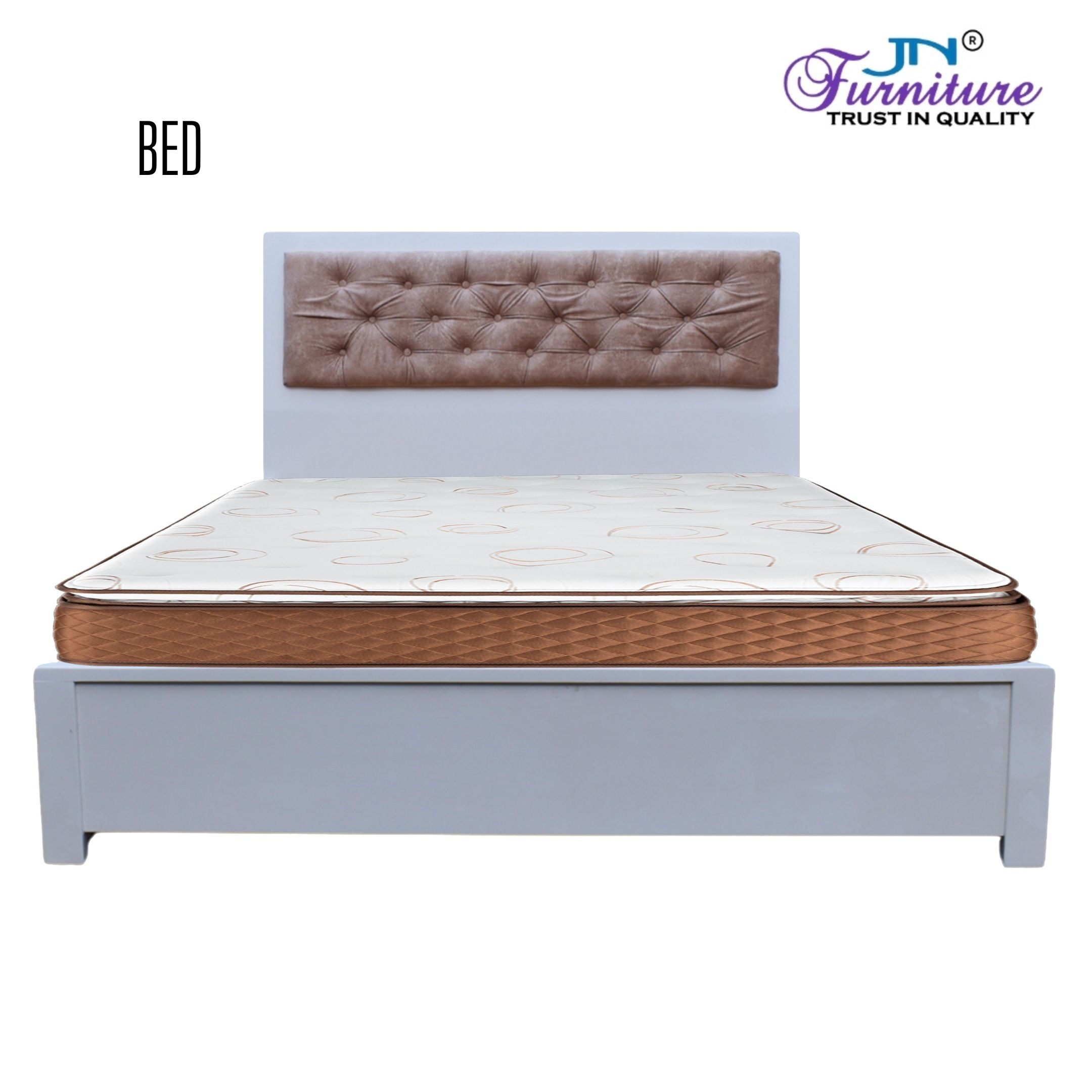 G (2) Evora King Size Box Bed Storage with Headrest Cushion Rubberwood White - JN Furniture bed in Jaigaon