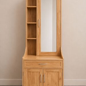 Luxora Dressing Mirror with Storage Rubberwood Natural
