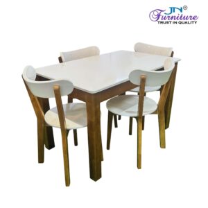 Nexar 4 Seater Dining Table Set Rubberwood HDMR Walnut White