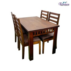 Truva 4 Seater Dining Sets Rubberwood Walnut