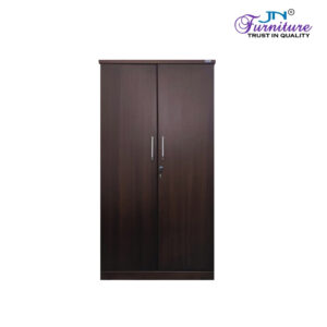 Ember 2-door hinged wardrobe with dark finish and metal handles for Bhutanese homes