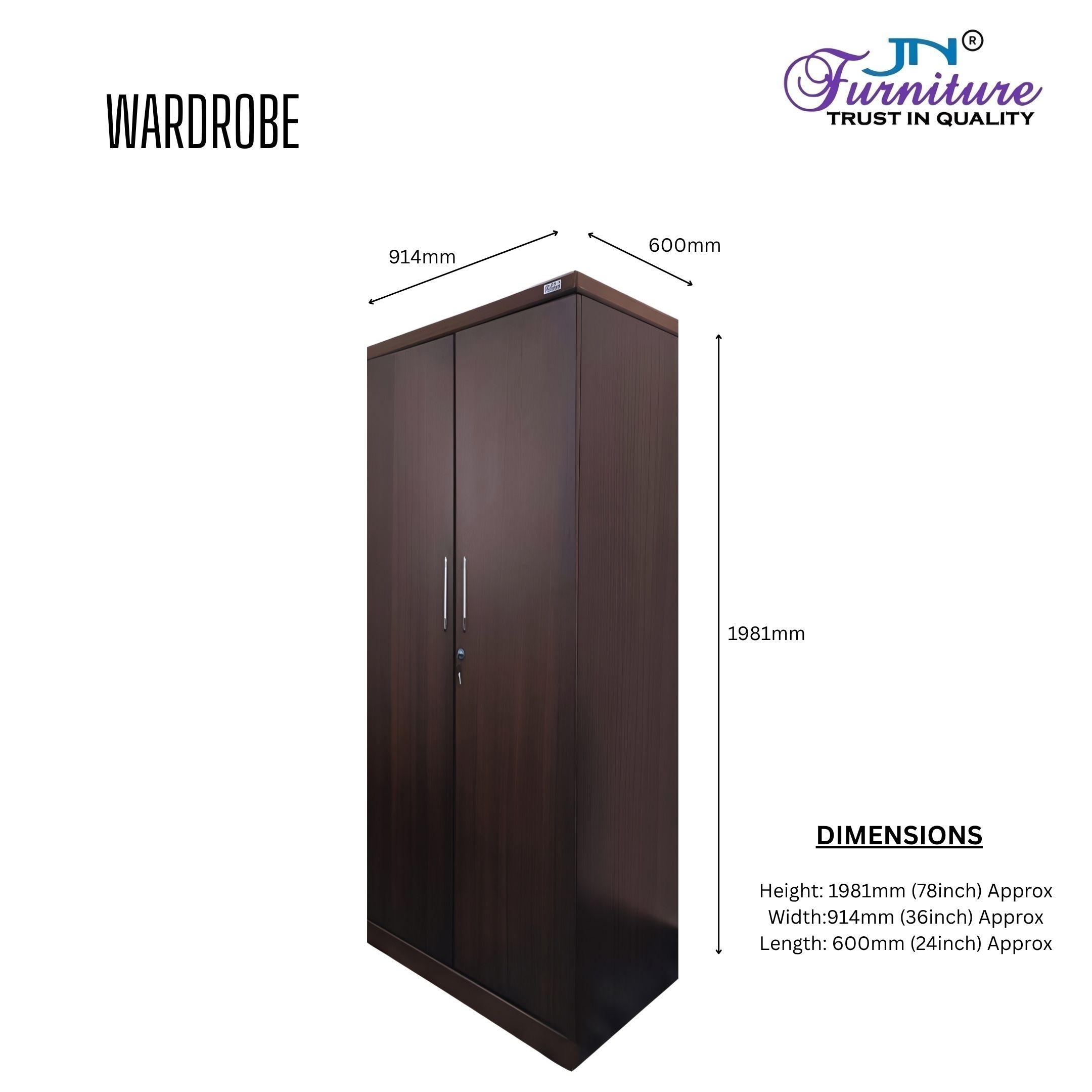 T-2 Ember wardrobe open doors showing interior organization and lockable mechanism