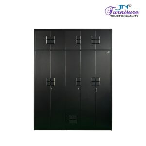 Trove wardrobe front view showing symmetrical 5-door configuration and contemporary design
