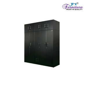 Trove 5-door matte black wardrobe with chrome handles for modern Bhutanese homes