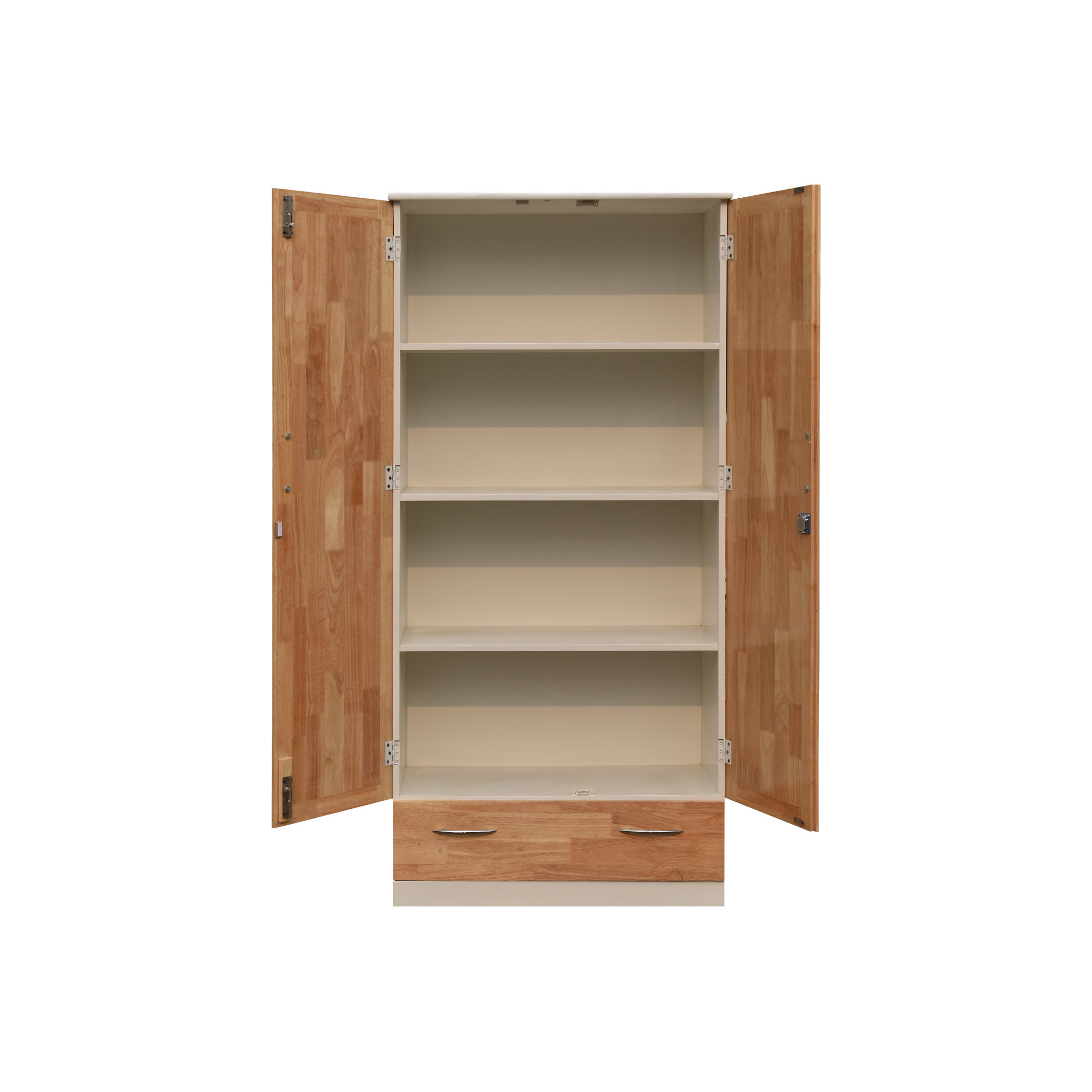 qdqdc1a Reserve wardrobe interior showing open shelves, hidden hanging rod, and base drawers