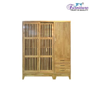 Austra Premium Rubberwood 3-Door Wardrobe with Sliding & Hinged Doors – Manufactured in Jaigaon, Bhutan Border
