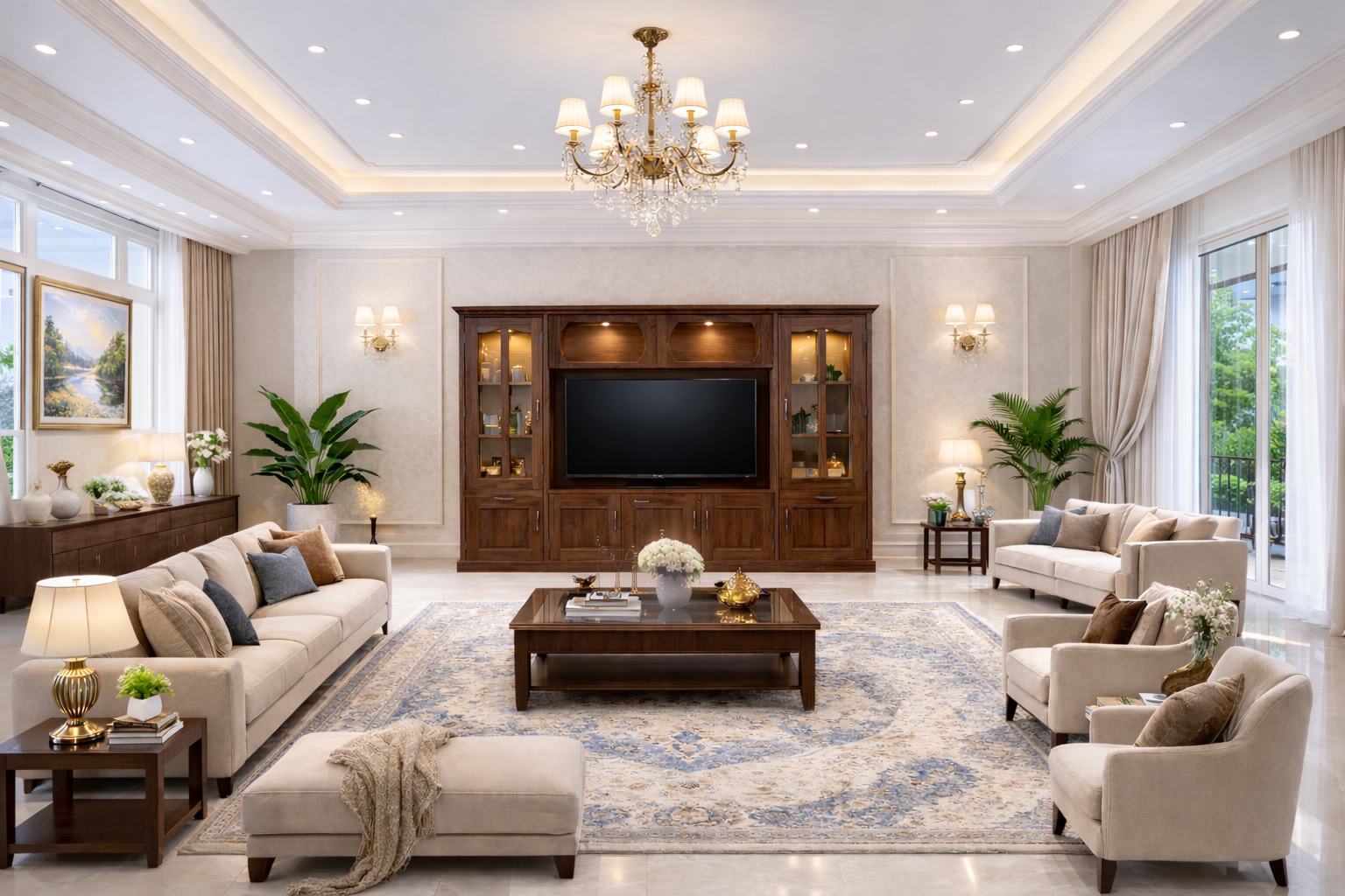 TV Showcase Walnut Front Look