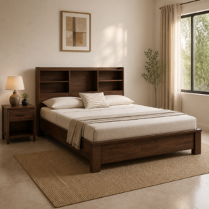 Vynce bed in Walnut colour - JN Furniture