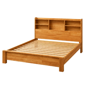 Vynce Queen Size Bed with Headrest Storage Rubberwood Natural - JN Furniture bed in Jaigaon