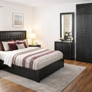 JN Signature Grid 5-piece king size hydraulic bedroom set in Signature Dark finish